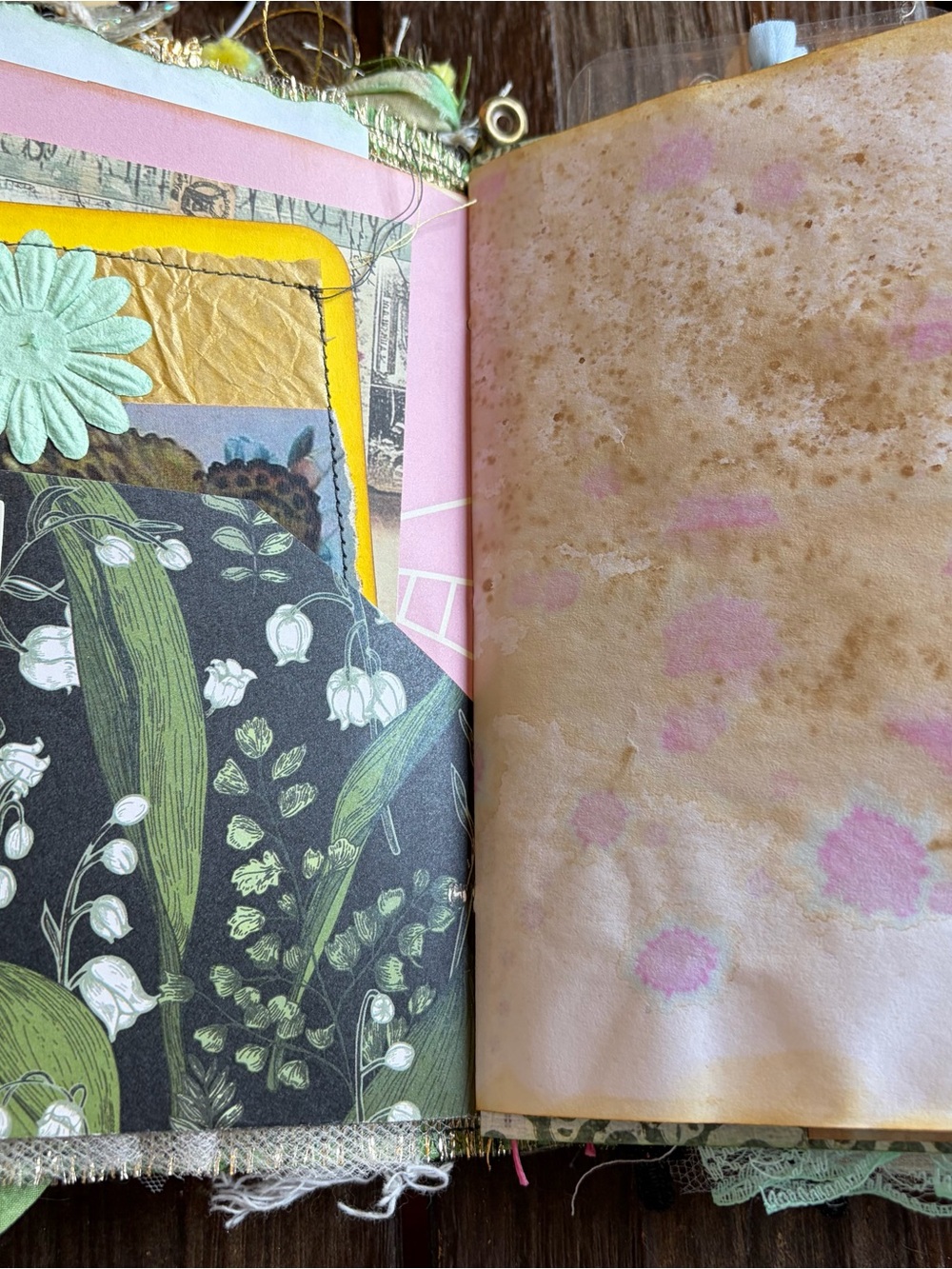 Fairy Junk Journal Gold Floral Denim Boho Grungy Decorated 3 Sig Softcover - Picture 8 of 16
